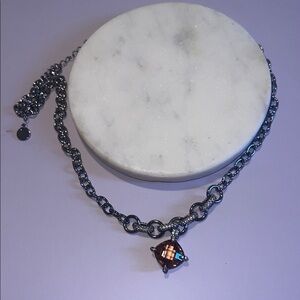 Chic November birthday hematite Necklace with Pendant